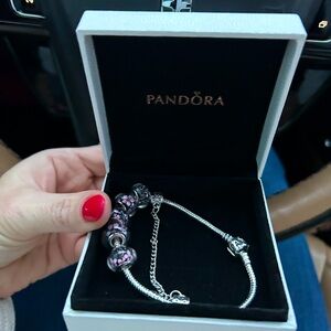 Pandora bracelet with box and 4 charms!